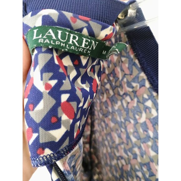 Lauren Ralph Lauren Navy Red Geometric Women's‎ Size Medium Top - Picture 7 of 8